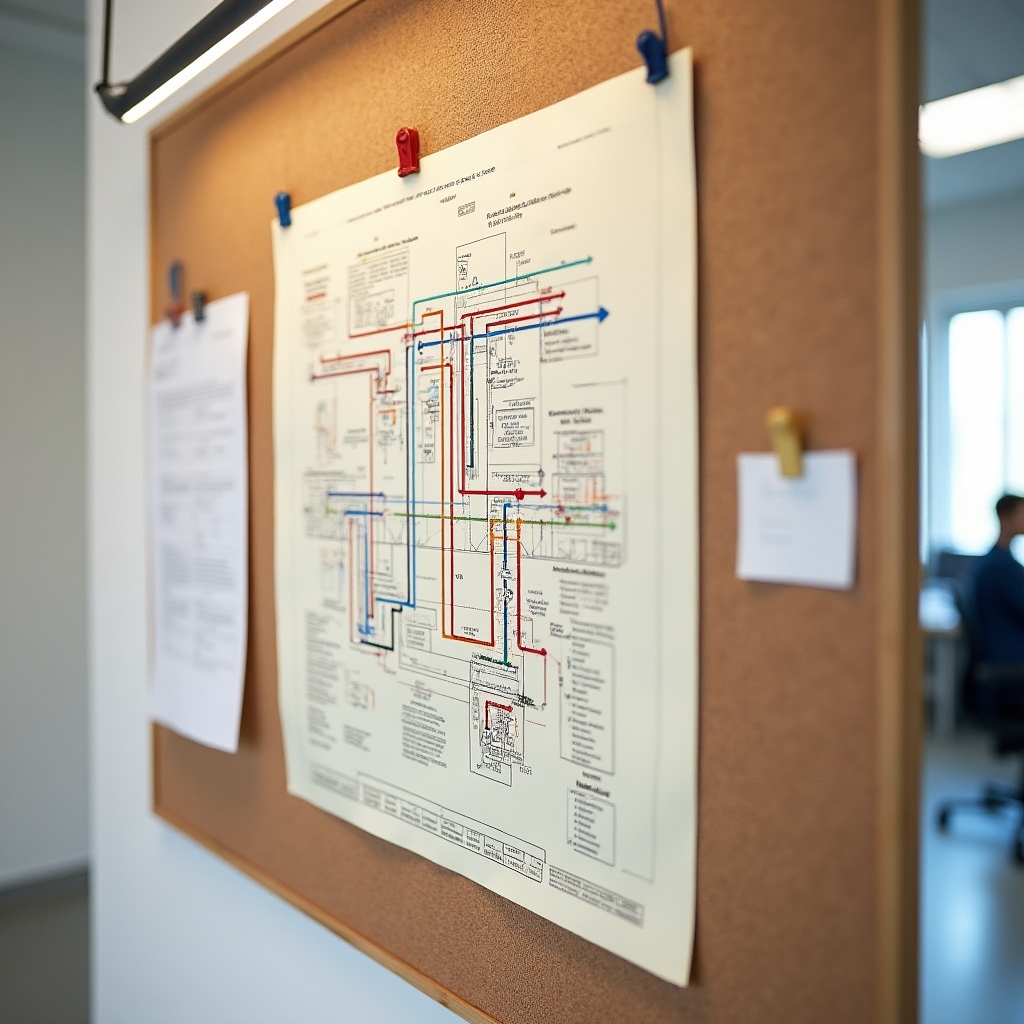 Technical diagram of an air-to-water heat pump system connected to underfloor heating in a residential building